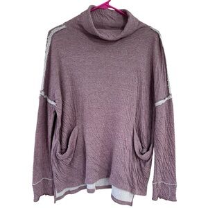 WE THE FREE Plum Slouchy Turtleneck Lightweight Oversized Sweatshirt S